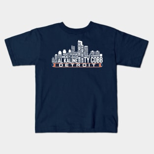 Detroit Baseball Team All Time Legends, Detroit City Skyline Kids T-Shirt